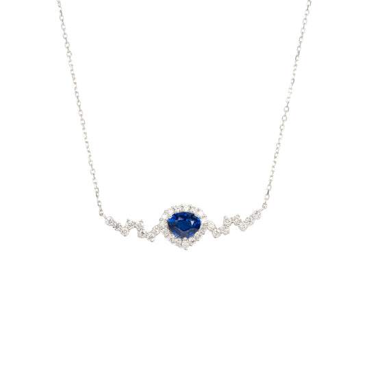 SKADIS Sapphire diamond necklace 18k white gold - SKADIS Jewelry