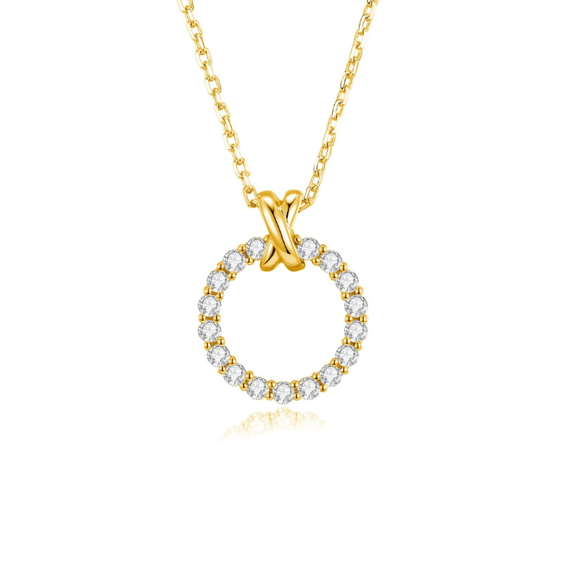 SKADIS X-HALO diamond necklace, 18k yellow gold