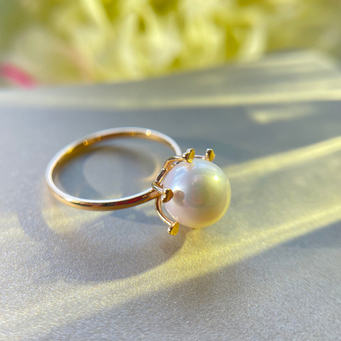 Heart design Akoya pearl ring  in 18k gold from SKADIS Jewelry Copenhagen.
