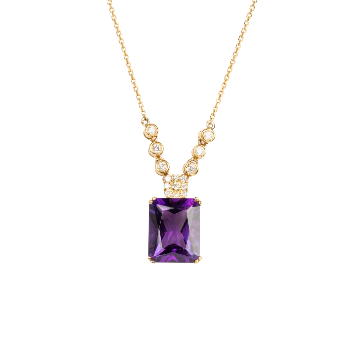 Amethyst diamond necklace in a white background SKADIS Jewelry Copenhagen.