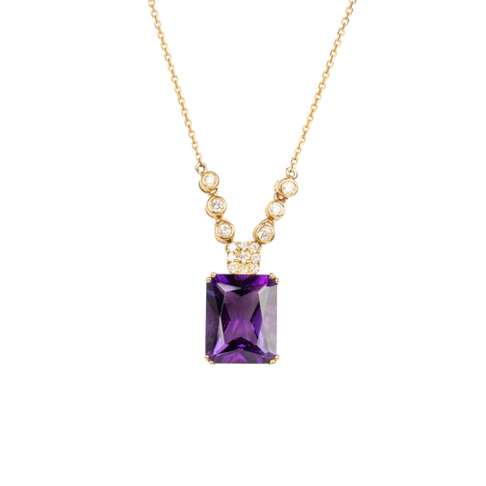 Amethyst diamond necklace in a white background SKADIS Jewelry Copenhagen.