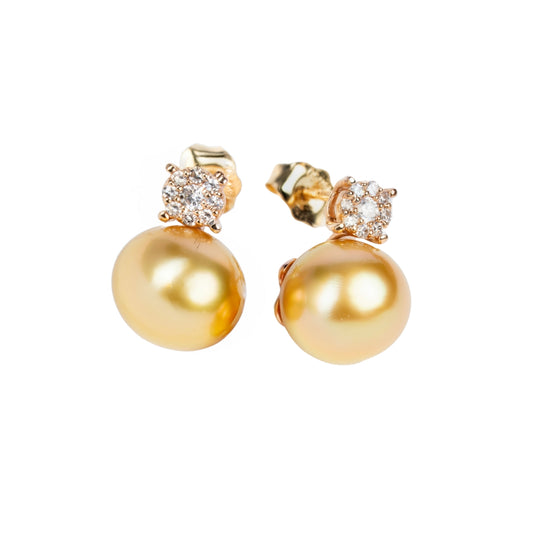 SKADIS FUSION golden pearl earrings