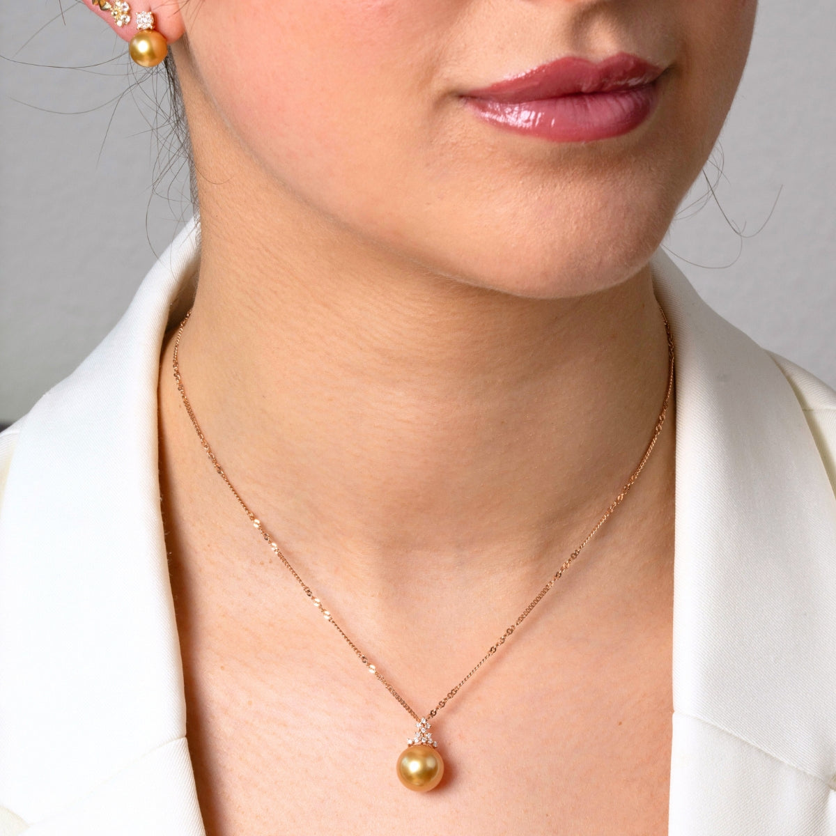 SKADIS GRACE South Sea golden pearl diamond pendant