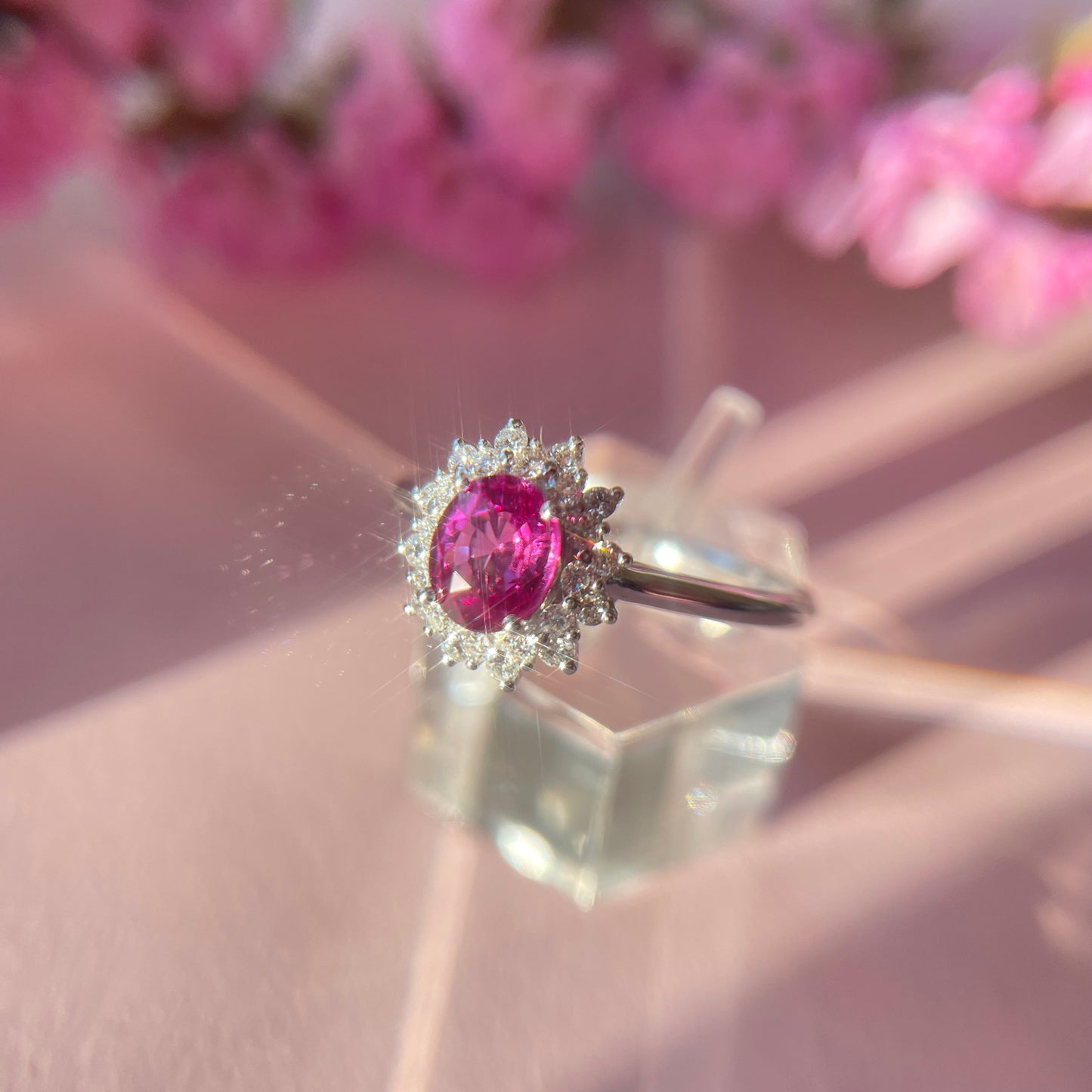 Original design Ruby diamond ring with 18k white gold from SKADIS Jewelry Copenhagen.