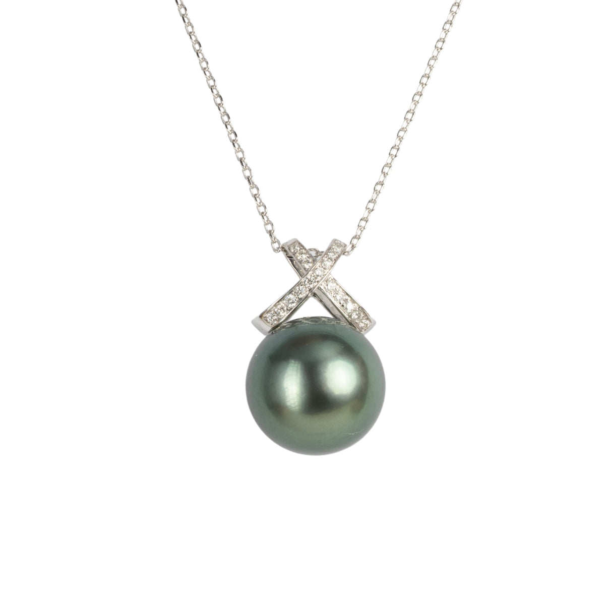 SKADIS LUXE-Tahithian pearl diamond pendant 18k gold