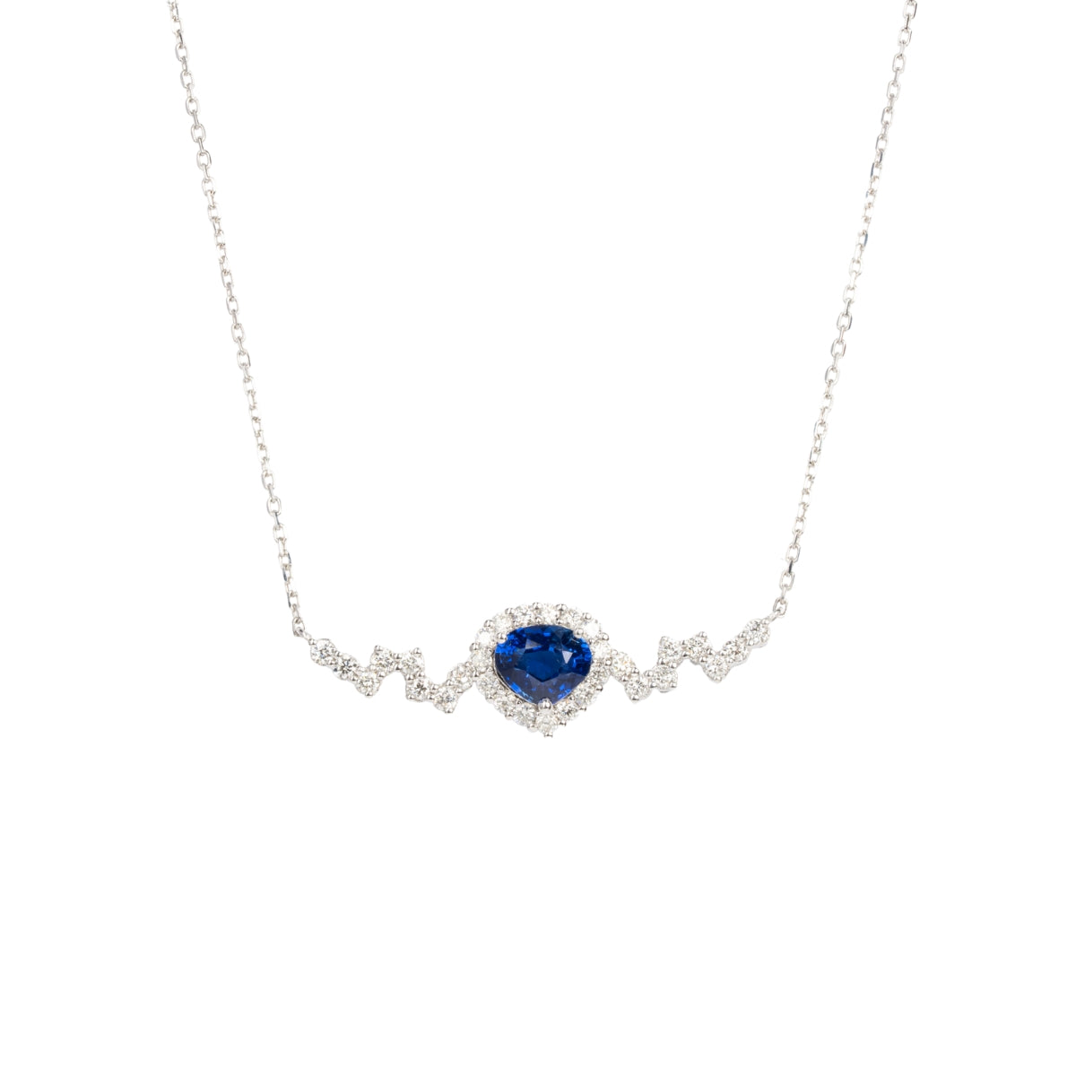 SKADIS Sapphire diamond necklace 18k white gold