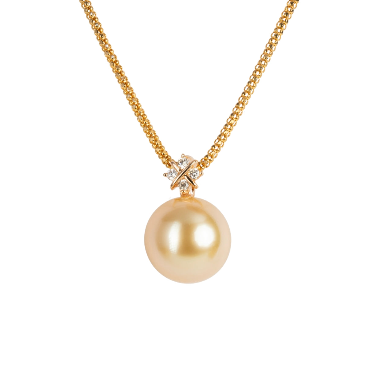 SNOW South sea golden pearl diamond pendant