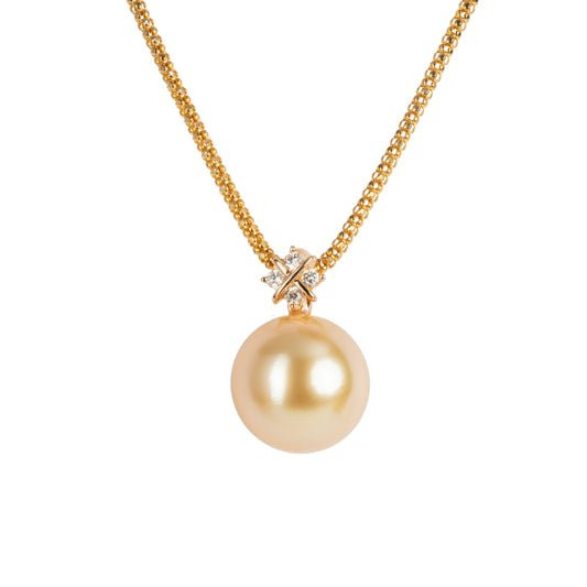 SNOW South sea golden pearl diamond pendant