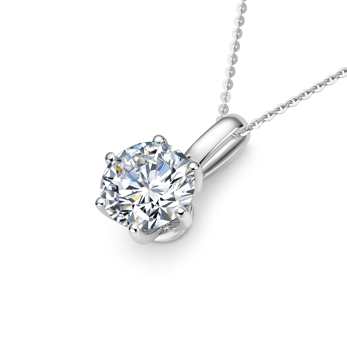 SKADIS SOLITAIRE diamond pendant detail, 18k white gold