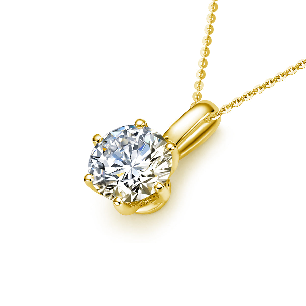 SKADIS SOLITAIRE diamond pendant detail, 18k yellow gold