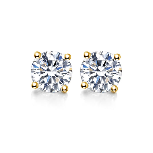 SOLITAIRE diamond earring stud 18k yellow gold