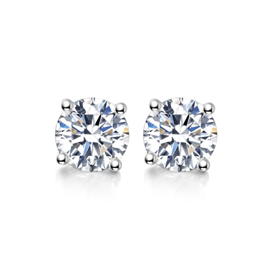 SOLITAIRE diamond earring stud 18k white gold