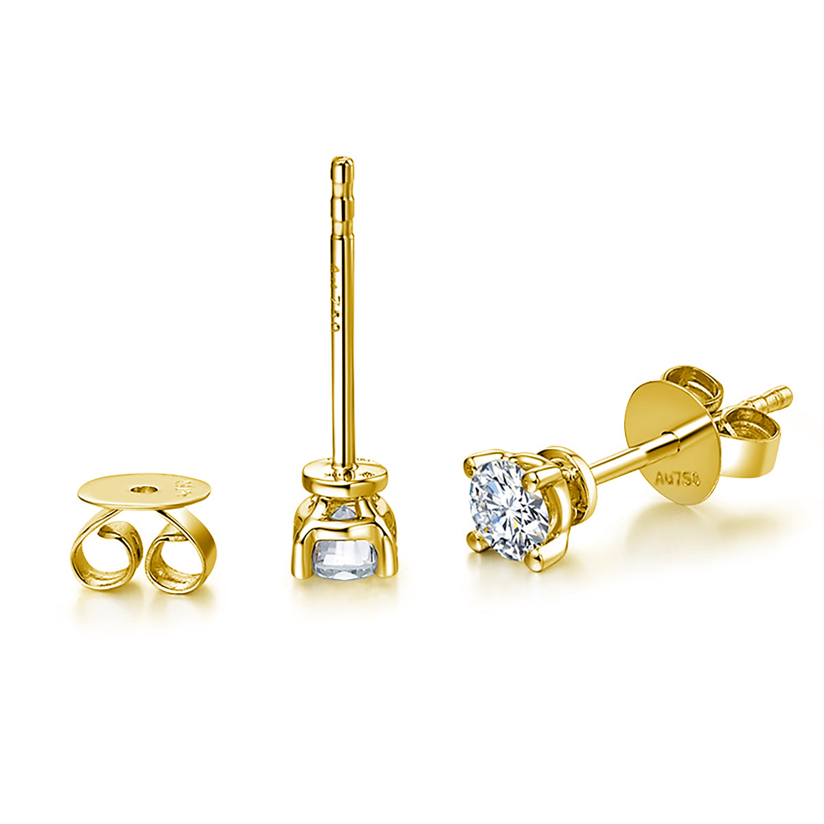 SOLITAIRE diamond earring stud 18k yellow gold