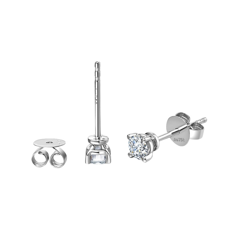 SOLITAIRE diamond earring stud 18k white gold