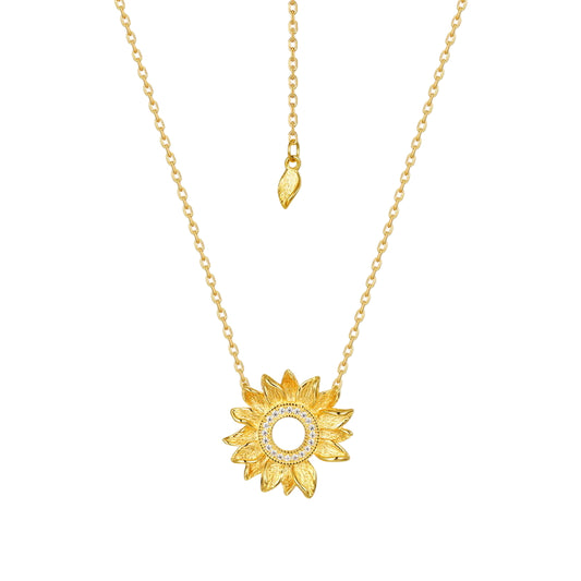 Sunflower necklace silver
