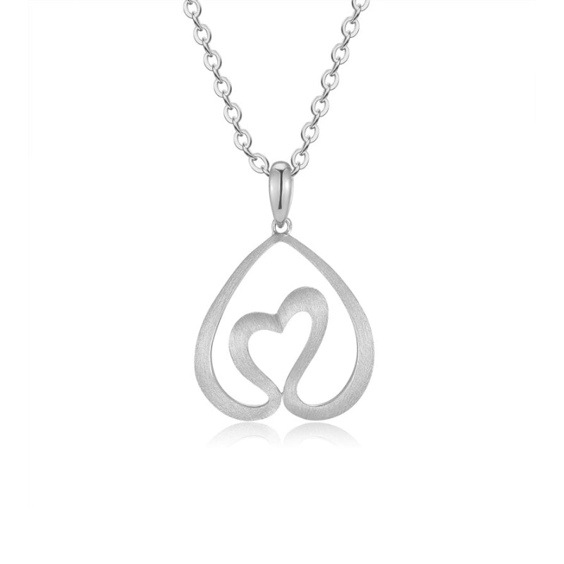 SWAN LOVE pendant, 18k white gold matt