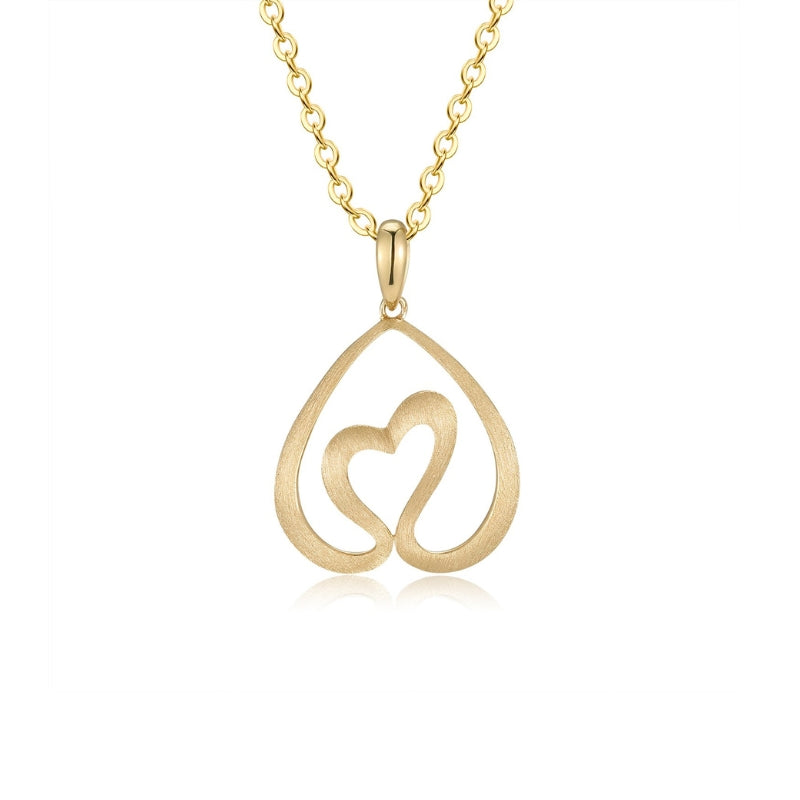 SWAN HEART pendant 18k yellow gold matt