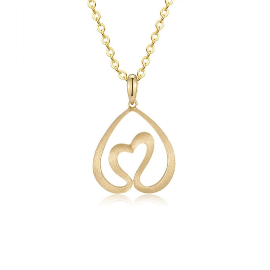 SWAN HEART pendant 18k yellow gold matt