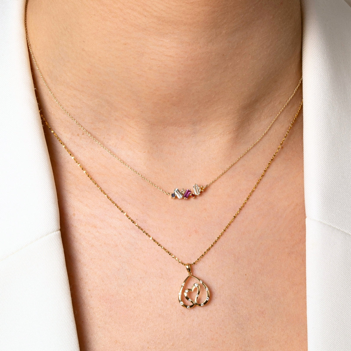 SWAN HEART diamond pendant 18k yellow gold