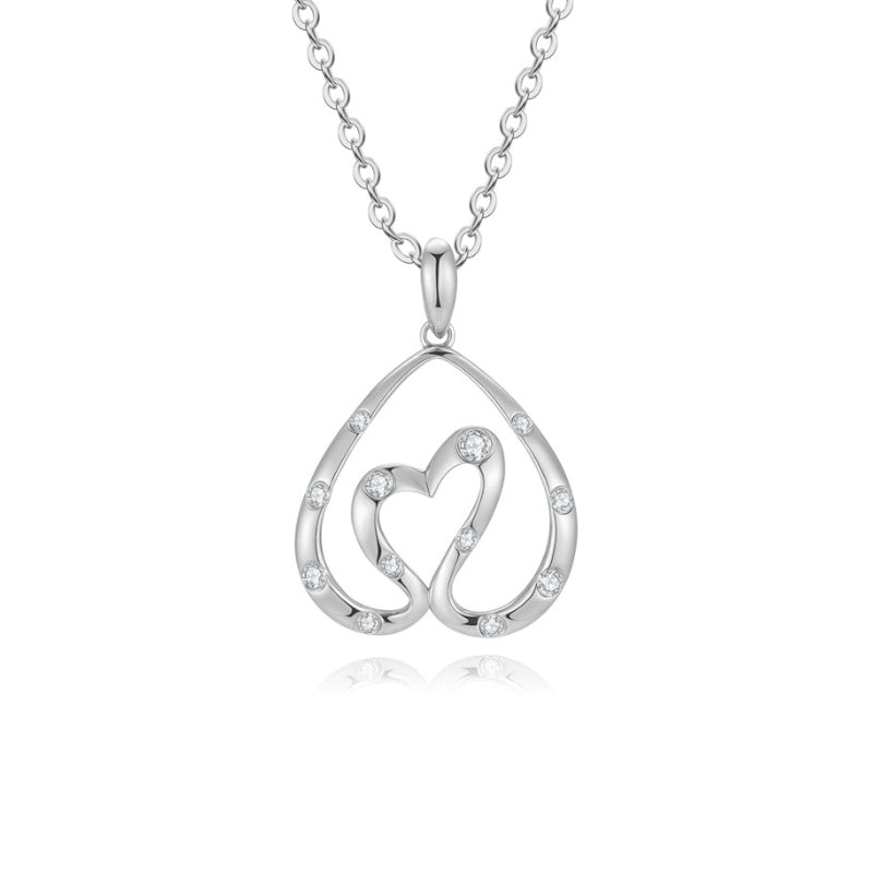 SWAN HEART diamond pendant 18k white gold