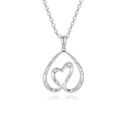 SWAN HEART diamond pendant 18k white gold
