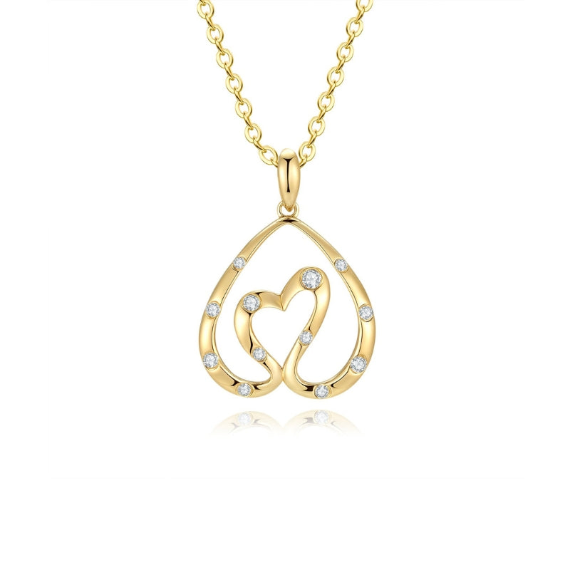 SWAN HEART diamond pendant 18k yellow gold