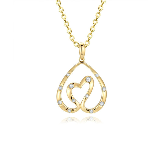 SWAN HEART diamond pendant 18k yellow gold