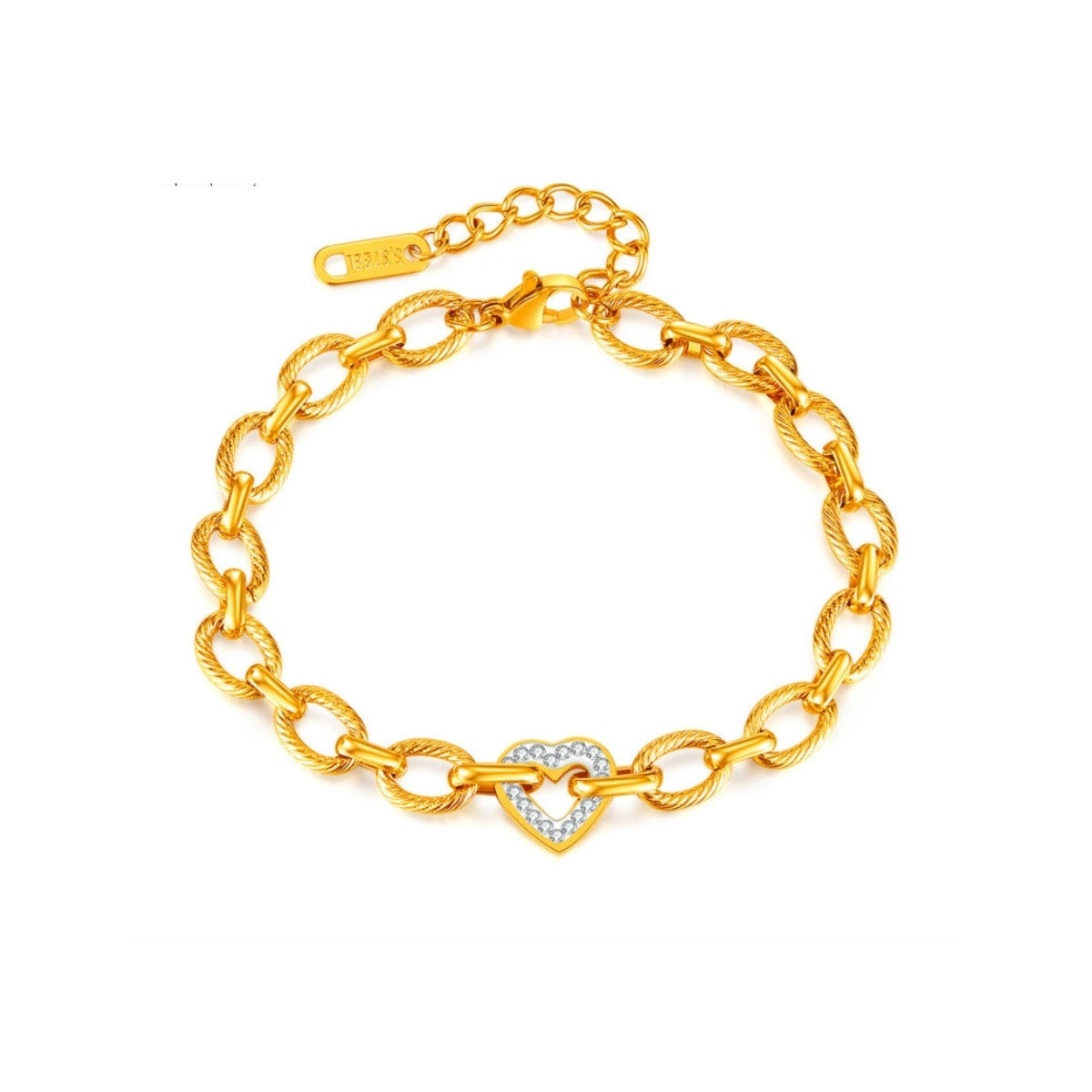 Gold chain bracelet with a heart-shaped clasp from SKADIS Jewelry