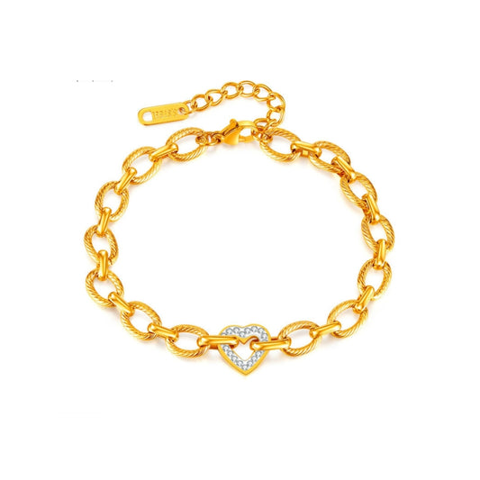 Gold chain bracelet with a heart-shaped clasp from SKADIS Jewelry