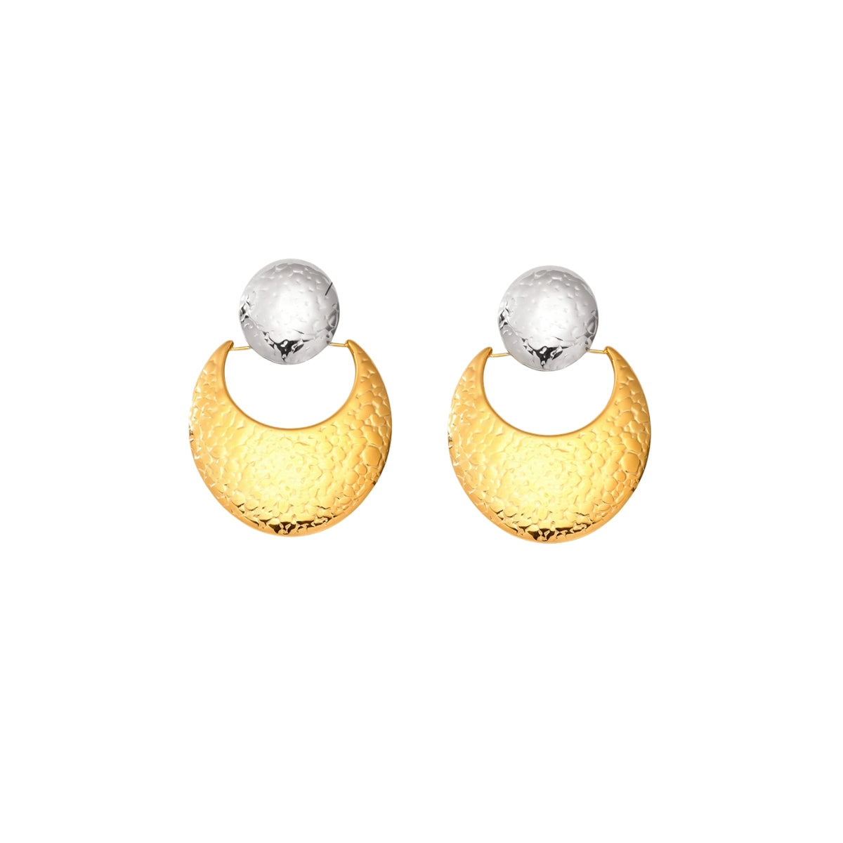 Pair of gold and silver earrings from SKADIS Jewelry