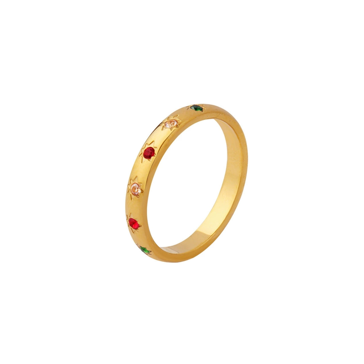 Gold ring with colorful zirconia skadis jewelry