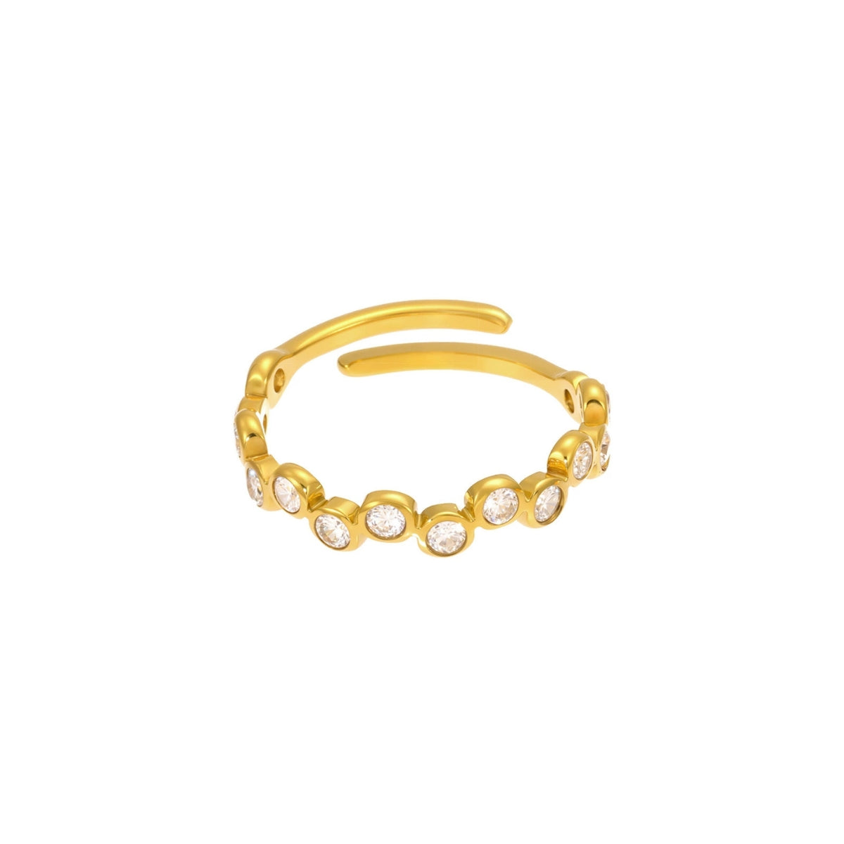 Gold open ring with zirconia skadis jewelry