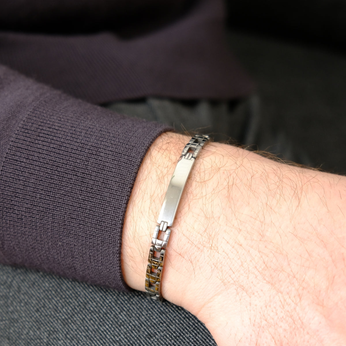 Men's bracelet on a wrist from SKADIS Jewelry