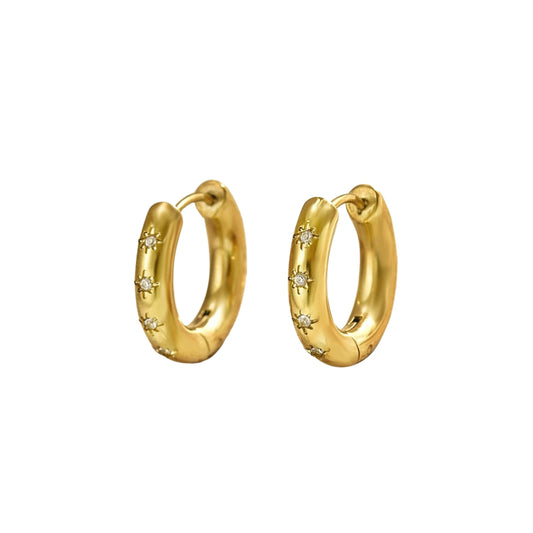 Gold-plated hoop earrings with embedded zirconia from SKADIS Jewelry