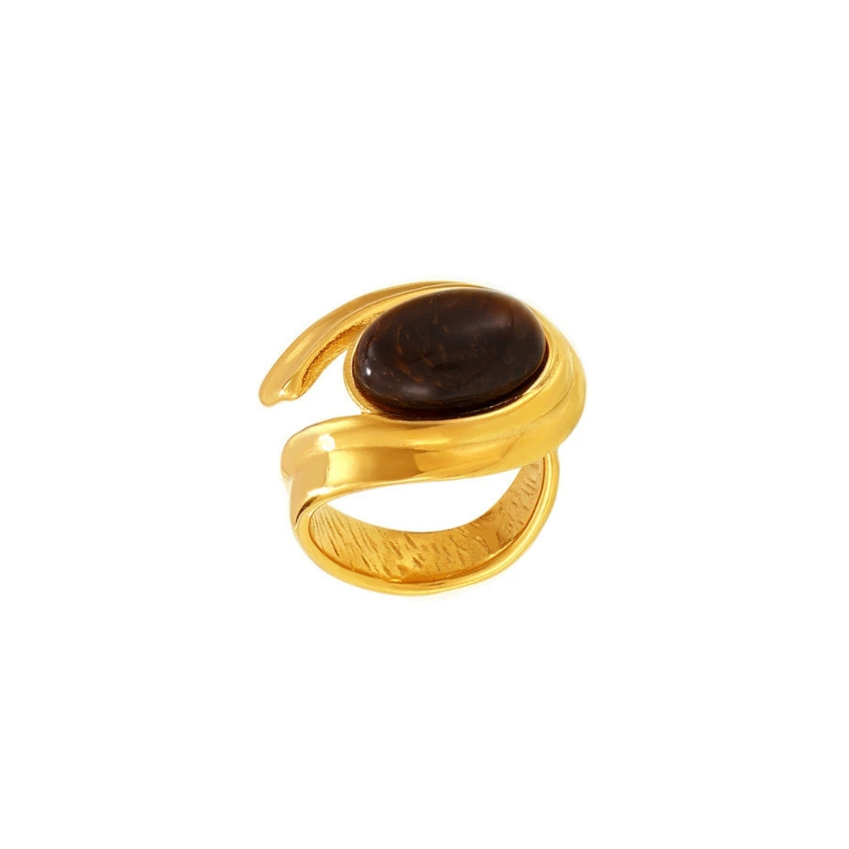 Gold ring with Tiger's eye stone from SKADIS Jewelry