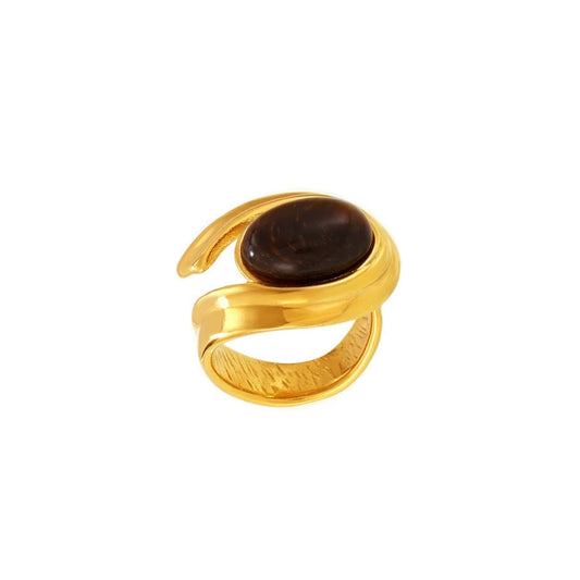 Gold ring with Tiger's eye stone from SKADIS Jewelry