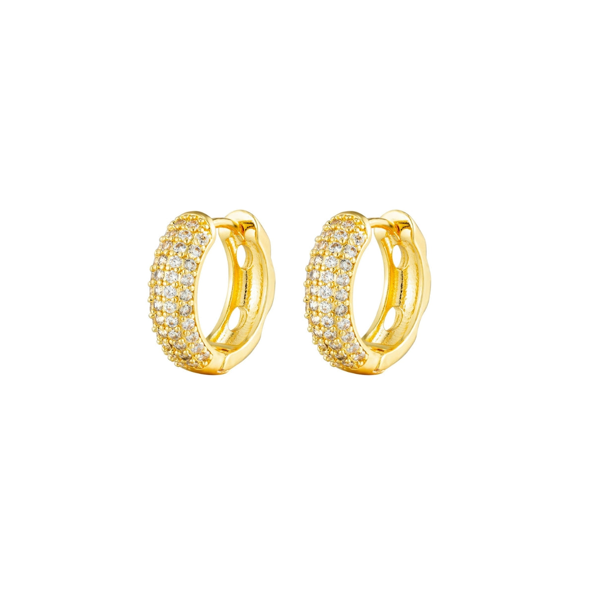 Gold hoop earrings with zirconia from SKADIS Jewelry
