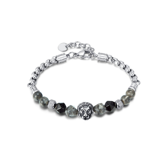 Men's bracelet with steel and black beads from SKADIS Jewelry