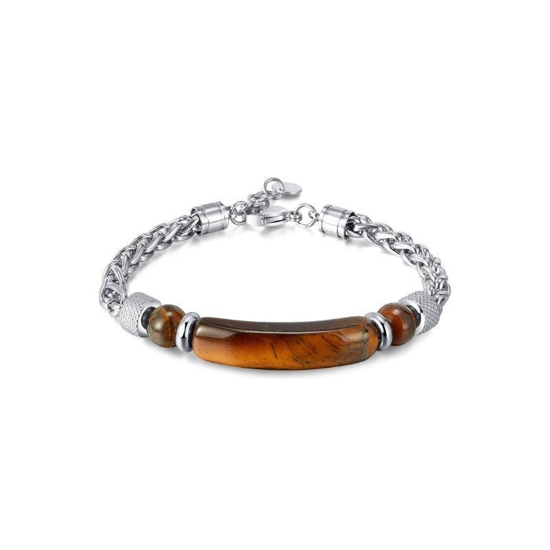 Steel bracelet with tiger-eye stone for men from SKADIS Jewelry
