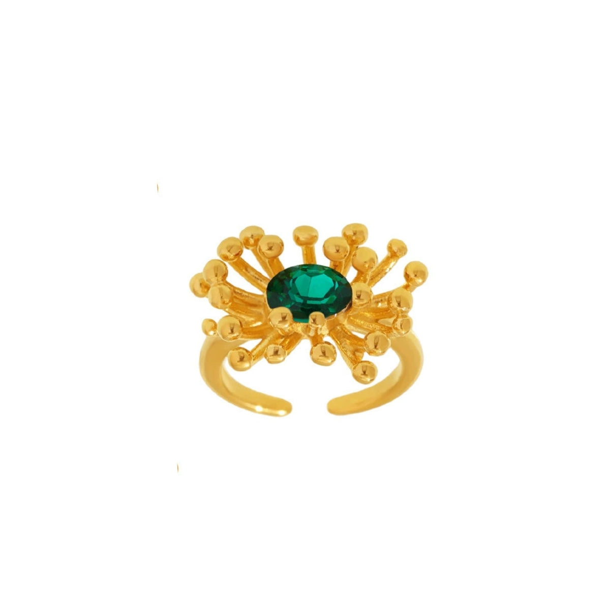 Gold ring with a green stone from SKADIS Jewelry