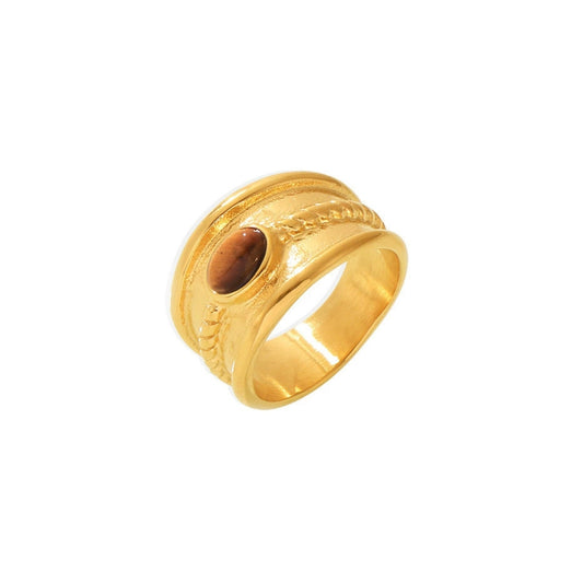 Gold ring with tiger's eye stone SKADIS Jewelry
