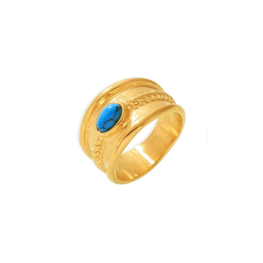 Gold ring with a blue stone SKADIS Jewelry