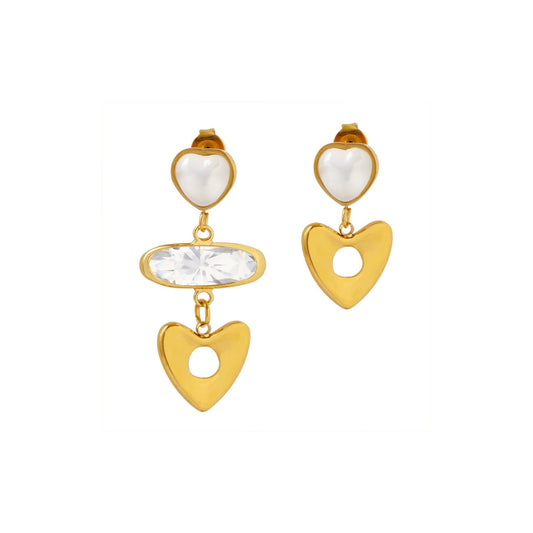 Gold heart-shaped earrings from SKADIS Jewelry