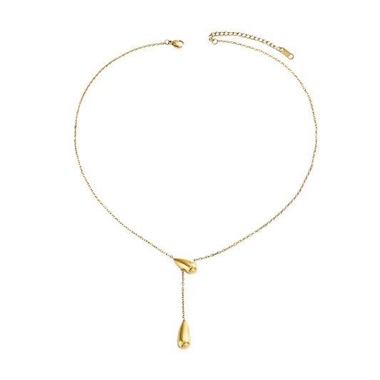 Gold-plated necklace with a teardrop pendant from Skadis Jewelry