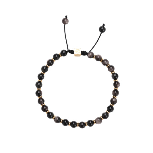AEGIR gold-plated bracelet with obsidian stones