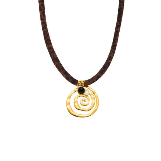 ANYA Necklace Gold-plated by SKADIS Jewelry – gold-plated stainless steel with black agate, length 41+5cm