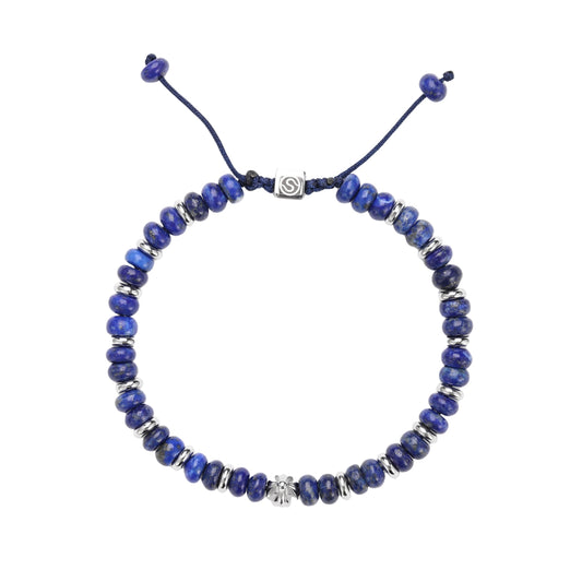 ASTRA men's bracelet stainless steel with lapis lazuli - front view - SKADIS Jewelry