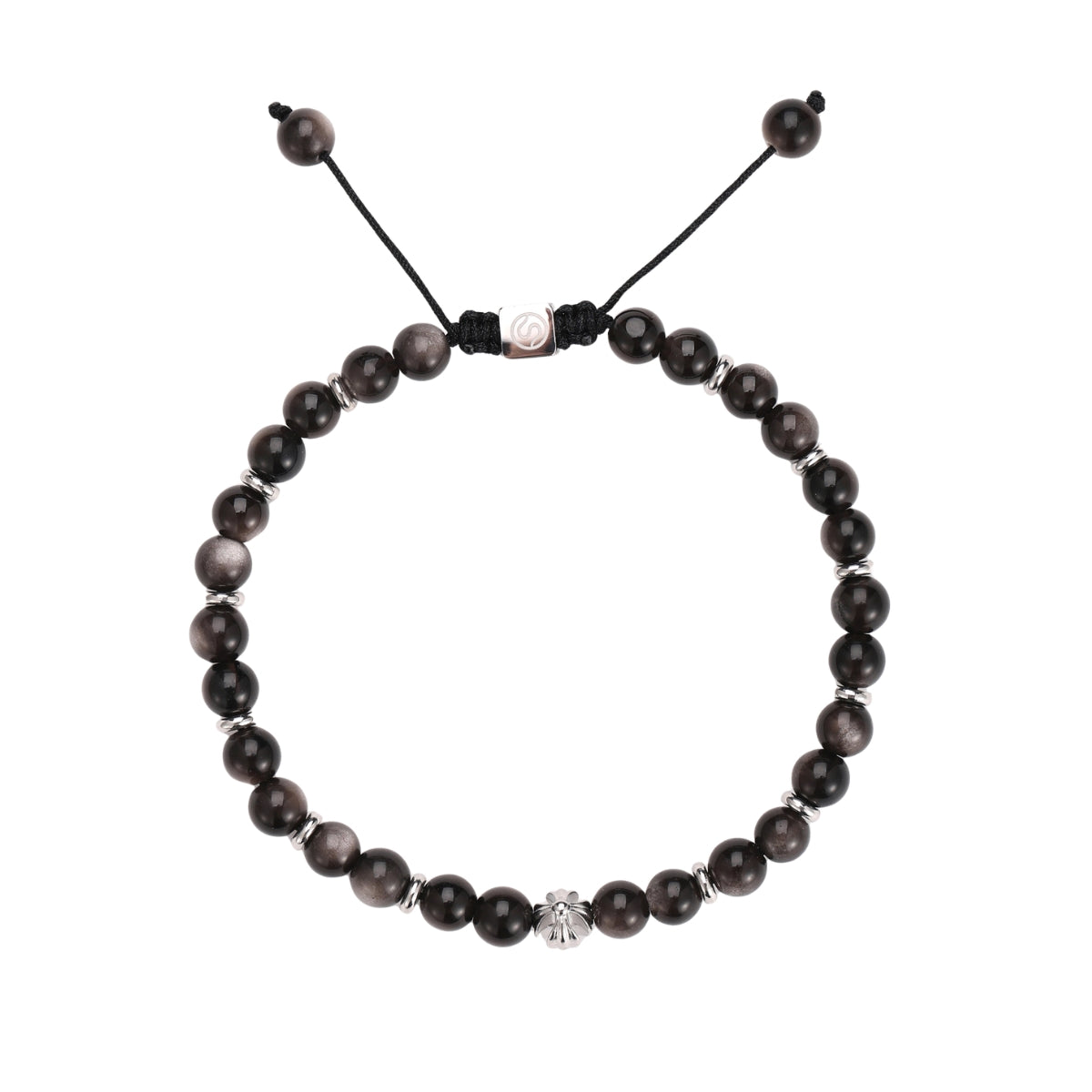 AURALITH Bracelet - Obsidian beads stainless steel men's bracelet - SKADIS Jewelry