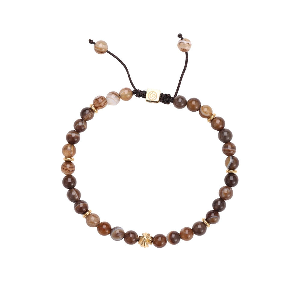 AXEL gold-plated bracelet with brown agate stones - SKADIS Jewelry