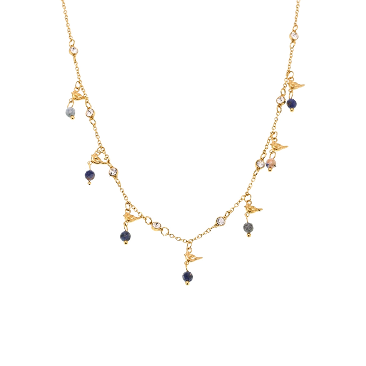BIRDY Lapiz Necklace Gold-plated by SKADIS Jewelry – gold-plated stainless steel with freshwater pearls, length 40+5cm